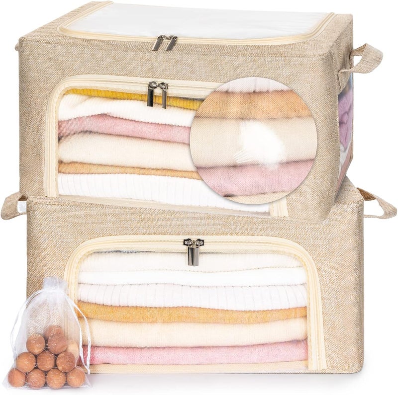 ifeolo 22L Cashmere Sweater Storage Bag And Natural Cedar Ball | BREATHABLE Cashmere Protection Pouch Friendly For Merino Wool/Knit Sweater Storage for Closet Shelf Stackable Knitwear Wool Clothes Organizer - Image 1